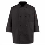 Eight Pearl Button Black Chef Coat