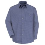 Men's Long Sleeve Mini-Plaid Uniform Shirt