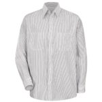 Men's Long Sleeve Striped Dress Uniform Shirt