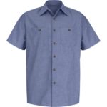 Men's Short Sleeve Geometric Microcheck Work Shirt