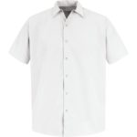 Men's Short Sleeve Specialized Pocketless Polyester Work Shirt