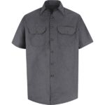 Men's Short Sleeve Heathered Poplin Uniform Shirt