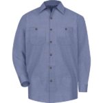 Men's Long Sleeve Geometric Microcheck Work Shirt