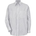 Men's Long Sleeve Striped Dress Uniform Shirt