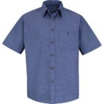 Men's Short Sleeve Mini-Plaid Uniform Shirt
