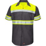 Men's Hi-Visibility Short Sleeve Color Block Ripstop Work Shirt - Type O, Class 1