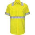 Men's Hi-Visibility Short Sleeve Color Block Ripstop Work Shirt - Type R, Class 2