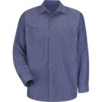Men's Long Sleeve Industrial Stripe Work Shirt