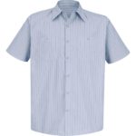 Men's Short Sleeve Industrial Stripe Work Shirt